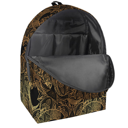 Black And Gold Celestial Pattern Print Backpack