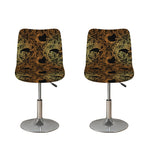 Black And Gold Celestial Pattern Print Bar Stool Covers