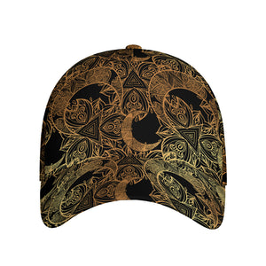 Black And Gold Celestial Pattern Print Baseball Cap