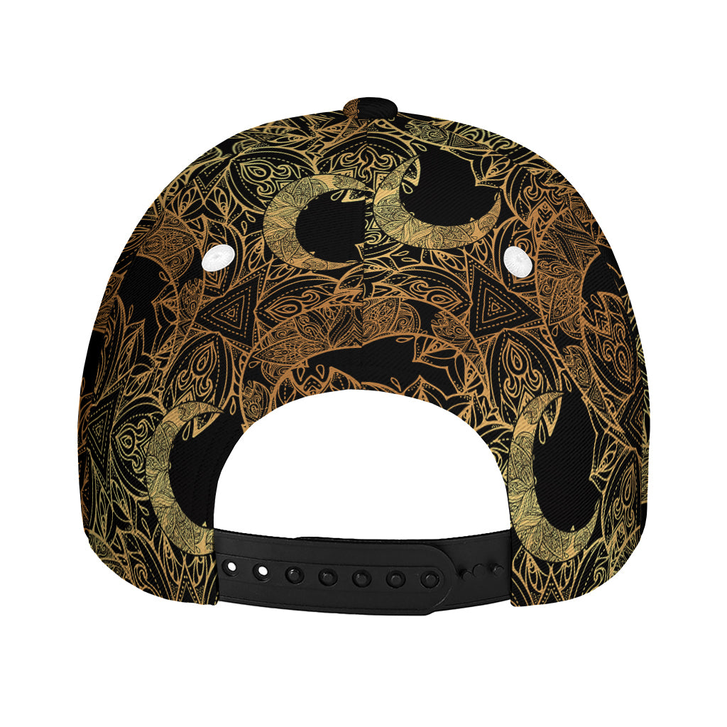 Black And Gold Celestial Pattern Print Baseball Cap