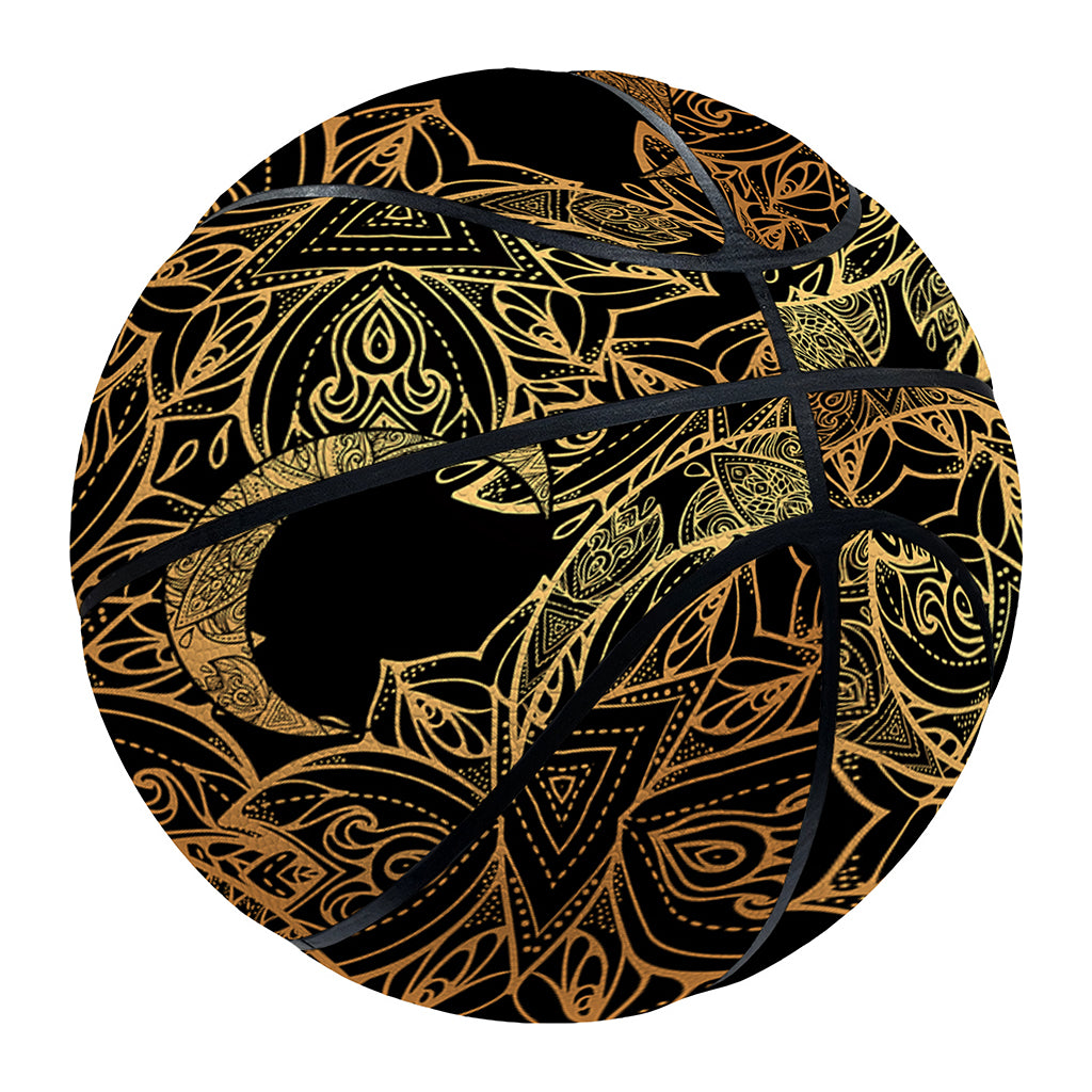 Black And Gold Celestial Pattern Print Basketball