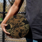 Black And Gold Celestial Pattern Print Basketball