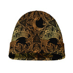 Black And Gold Celestial Pattern Print Beanie
