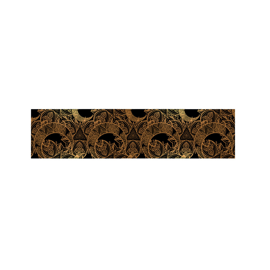Black And Gold Celestial Pattern Print Bed Runner