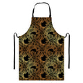 Black And Gold Celestial Pattern Print Bib Apron With Pocket