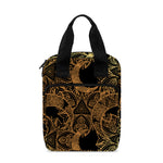 Black And Gold Celestial Pattern Print Bible Tote Bag