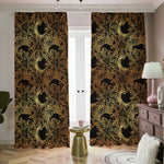 Black And Gold Celestial Pattern Print Blackout Pencil Pleat Curtains