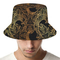 Black And Gold Celestial Pattern Print Bucket Hat