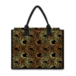 Black And Gold Celestial Pattern Print Canvas Tote Bag