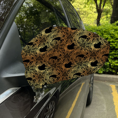 Black And Gold Celestial Pattern Print Car Side Mirror Covers