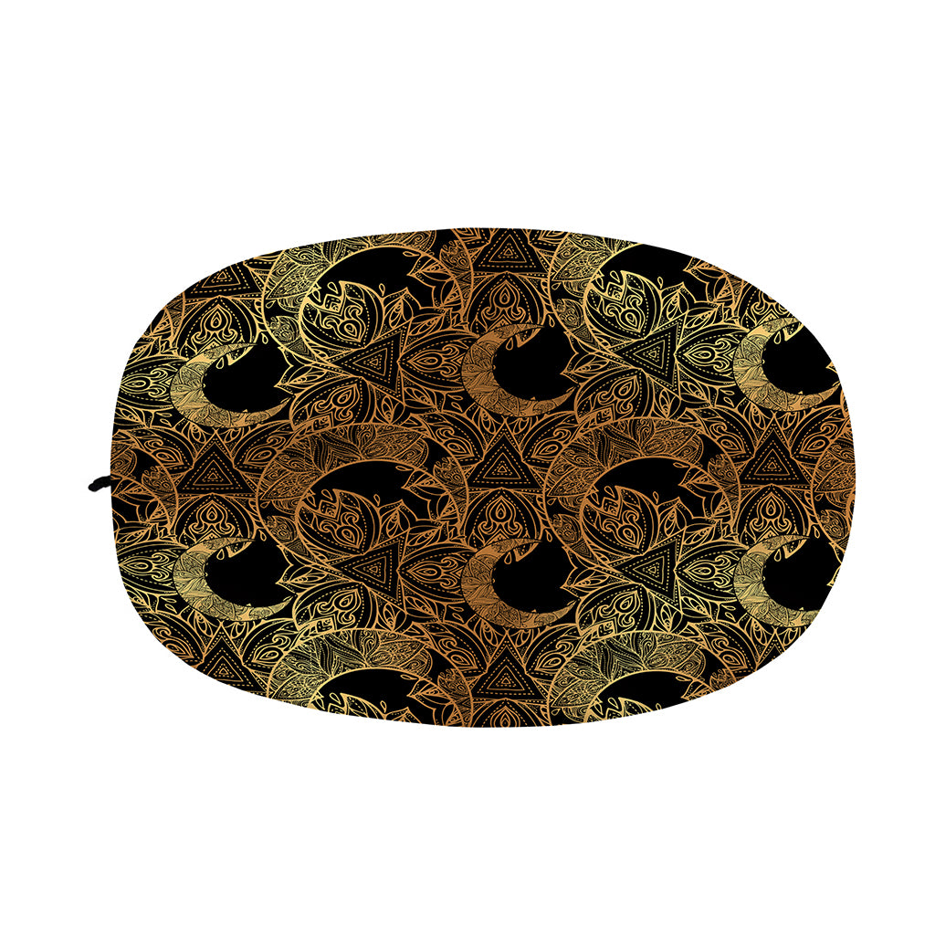 Black And Gold Celestial Pattern Print Car Side Mirror Covers