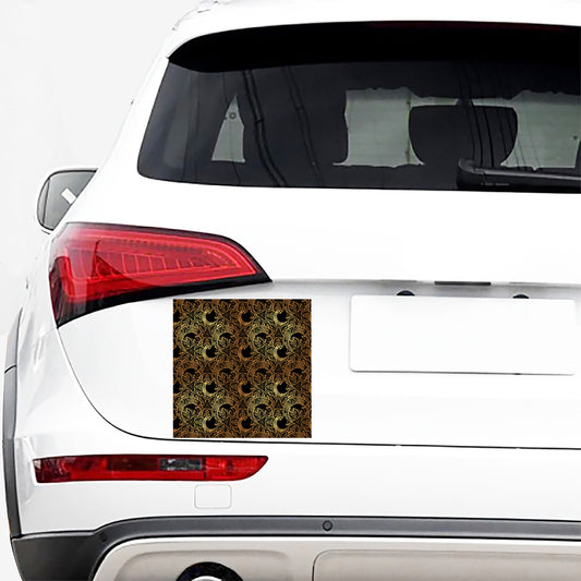 Black And Gold Celestial Pattern Print Car Sticker