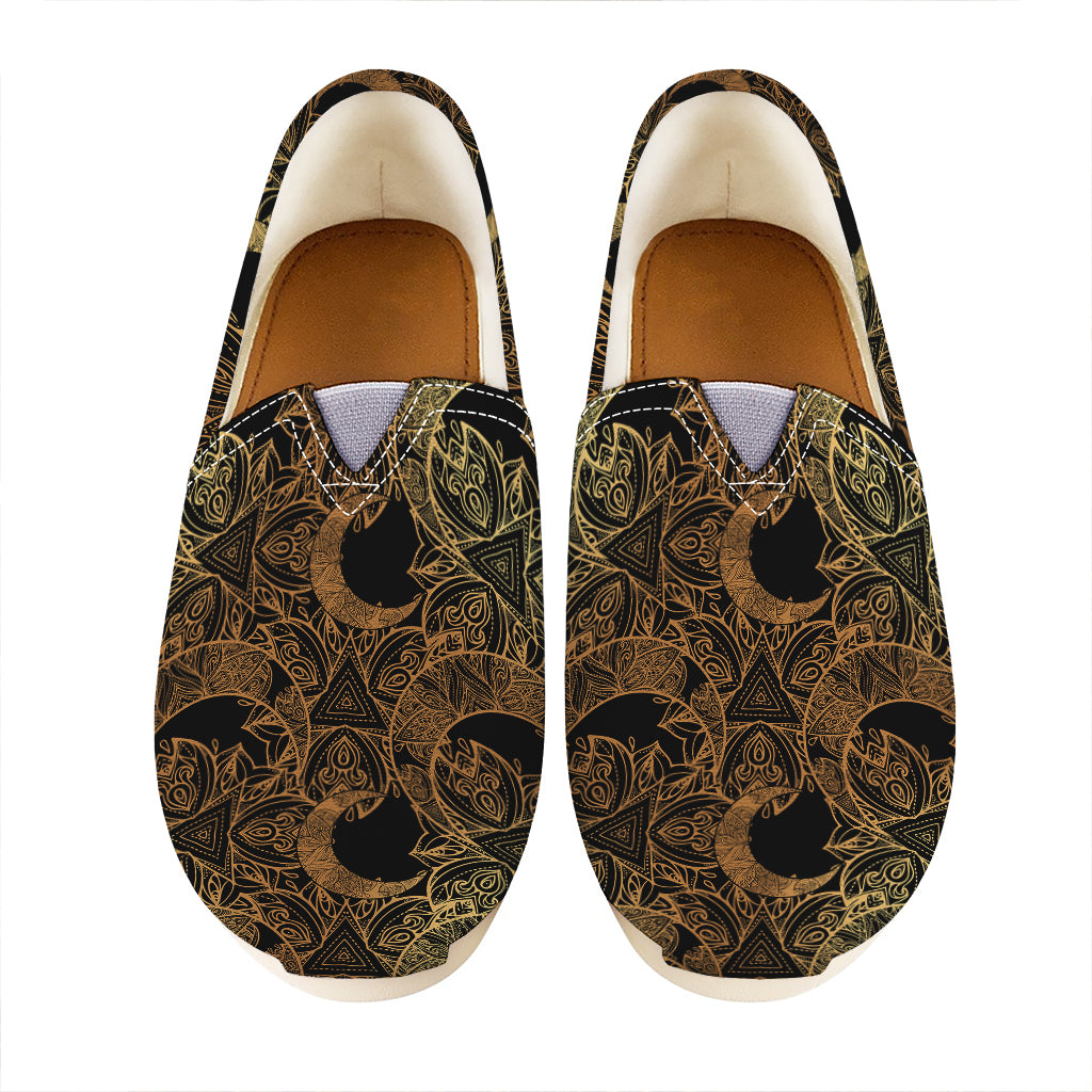 Black And Gold Celestial Pattern Print Casual Shoes
