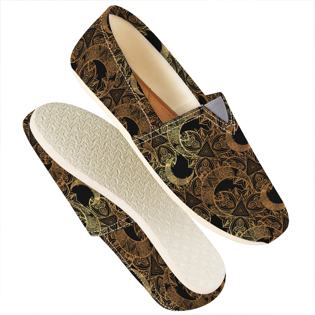 Black And Gold Celestial Pattern Print Casual Shoes
