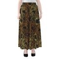 Black And Gold Celestial Pattern Print Chiffon Maxi Skirt