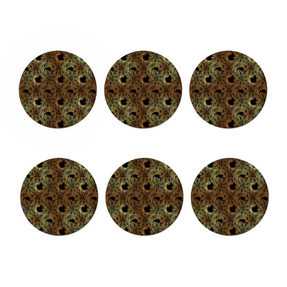 Black And Gold Celestial Pattern Print Coaster Set