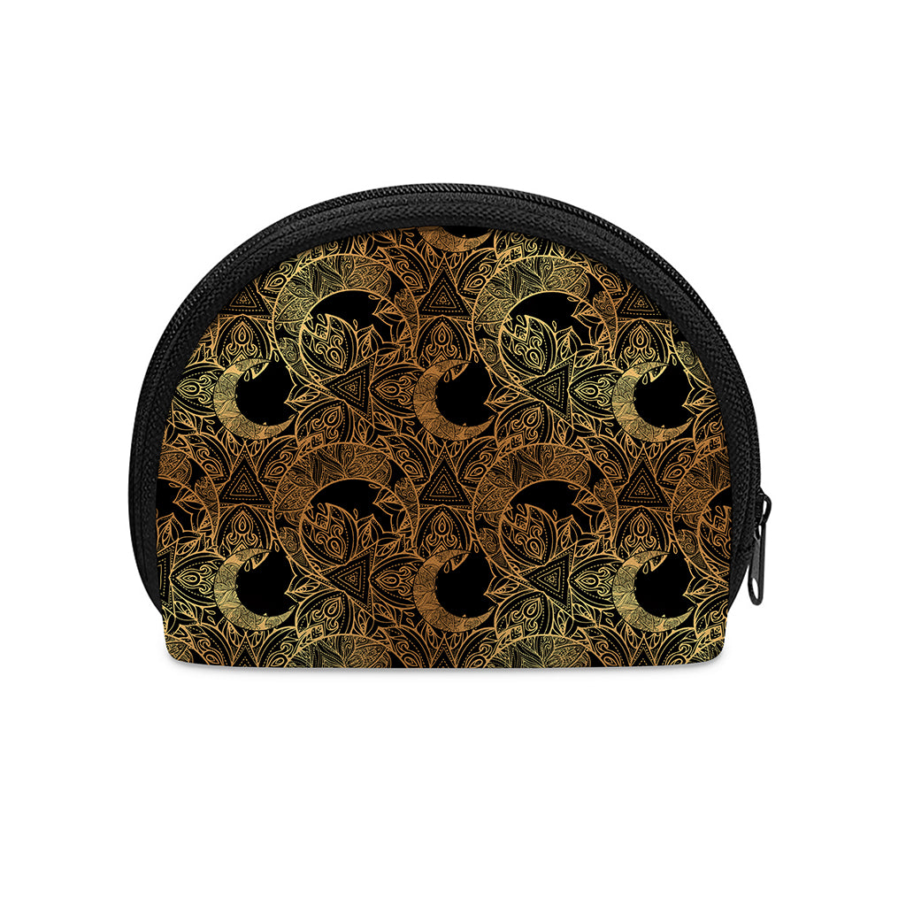 Black And Gold Celestial Pattern Print Coin Purse