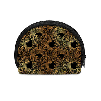 Black And Gold Celestial Pattern Print Coin Purse