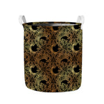 Black And Gold Celestial Pattern Print Collapsible Laundry Basket