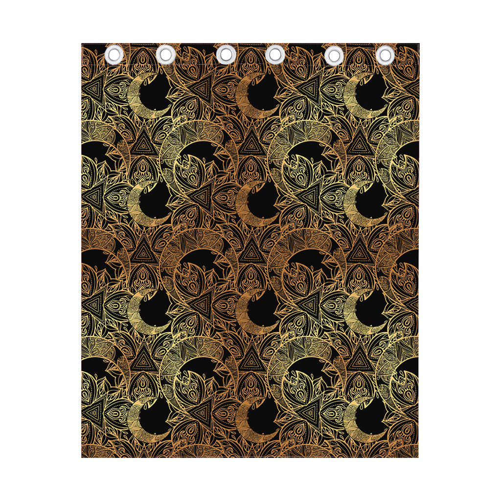 Black And Gold Celestial Pattern Print Curtain