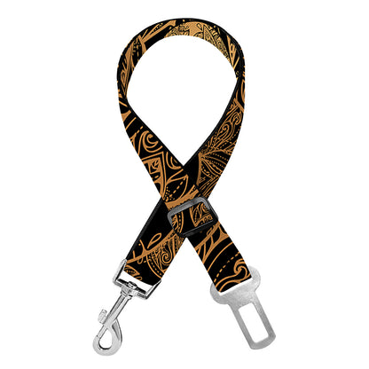 Black And Gold Celestial Pattern Print Dog Seat Belt