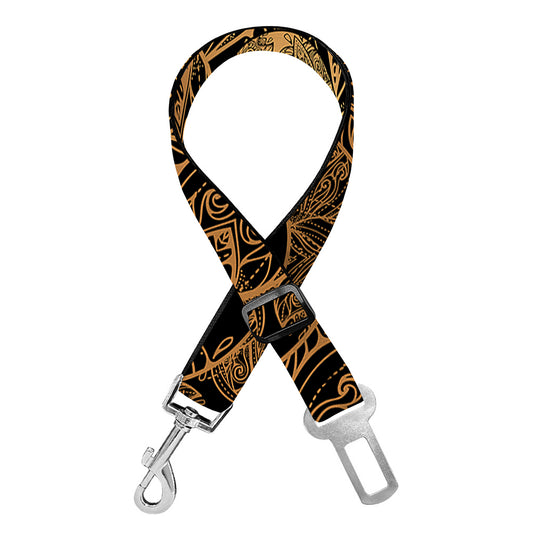 Black And Gold Celestial Pattern Print Dog Seat Belt