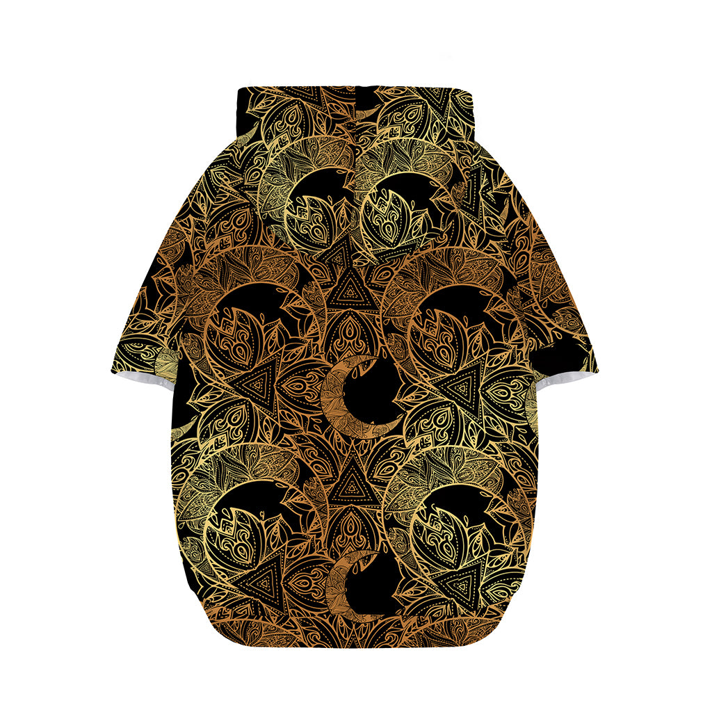 Black And Gold Celestial Pattern Print Dog Zip Up Hoodie