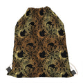 Black And Gold Celestial Pattern Print Drawstring Bag