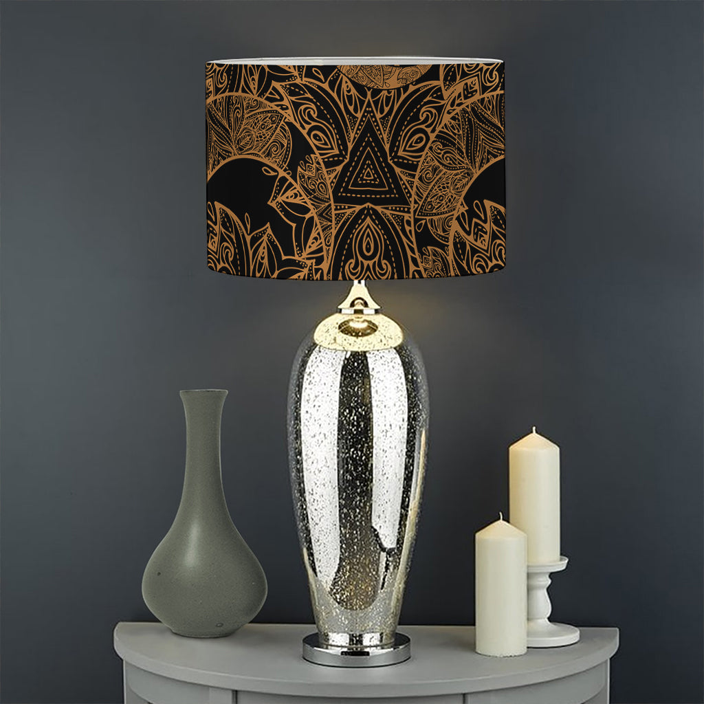Black And Gold Celestial Pattern Print Drum Lamp Shade