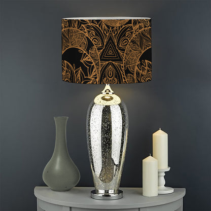 Black And Gold Celestial Pattern Print Drum Lamp Shade