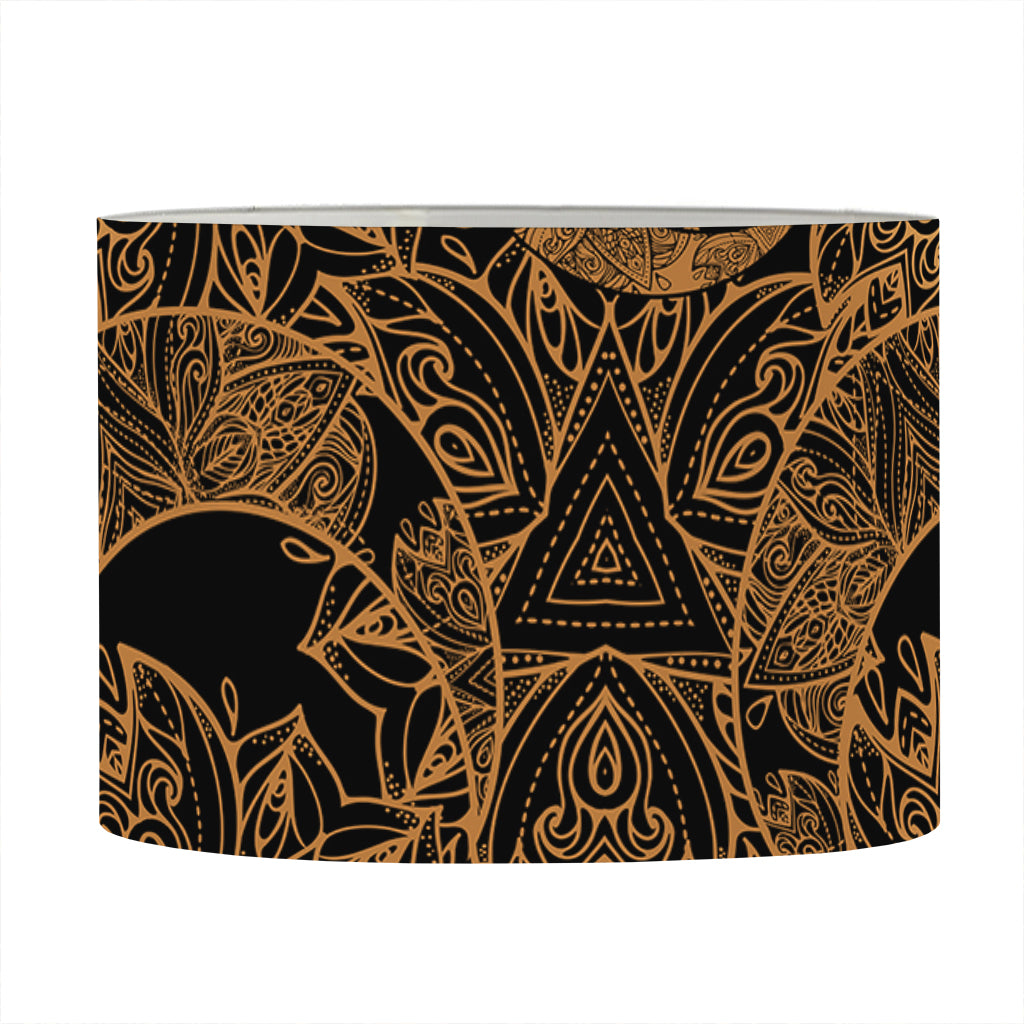 Black And Gold Celestial Pattern Print Drum Lamp Shade