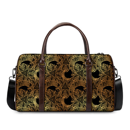 Black And Gold Celestial Pattern Print Duffle Bag