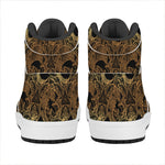 Black And Gold Celestial Pattern Print High Top Leather Sneakers