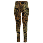 Black And Gold Celestial Pattern Print High-Waisted Pocket Leggings
