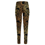 Black And Gold Celestial Pattern Print High-Waisted Pocket Leggings