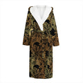 Black And Gold Celestial Pattern Print Hooded Bathrobe