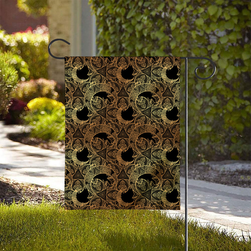 Black And Gold Celestial Pattern Print House Flag