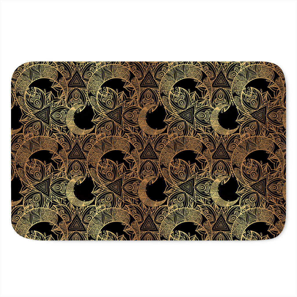 Black And Gold Celestial Pattern Print Indoor Door Mat