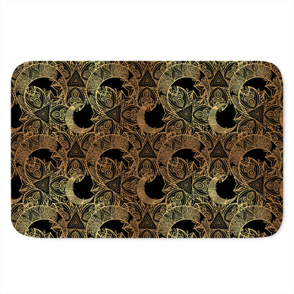 Black And Gold Celestial Pattern Print Indoor Door Mat