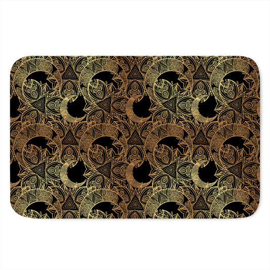 Black And Gold Celestial Pattern Print Indoor Door Mat