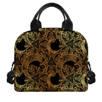 Black And Gold Celestial Pattern Print Insulated Lunch Bag