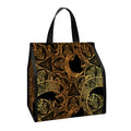 Black And Gold Celestial Pattern Print Insulated Lunch Tote