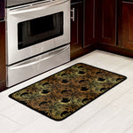 Black And Gold Celestial Pattern Print Kitchen Mat