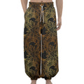 Black And Gold Celestial Pattern Print Lantern Pants