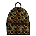 Black And Gold Celestial Pattern Print Leather Backpack