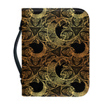 Black And Gold Celestial Pattern Print Leather Bible Cover