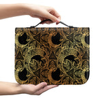 Black And Gold Celestial Pattern Print Leather Bible Cover