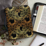 Black And Gold Celestial Pattern Print Leather Bible Cover