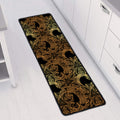 Black And Gold Celestial Pattern Print Long Kitchen Mat
