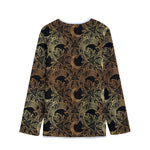 Black And Gold Celestial Pattern Print Long Sleeve Short Coat